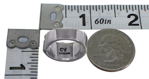 Turquoise Inlay Genuine Sterling Silver Water Wave Ring Size 5-1/4 AX83930